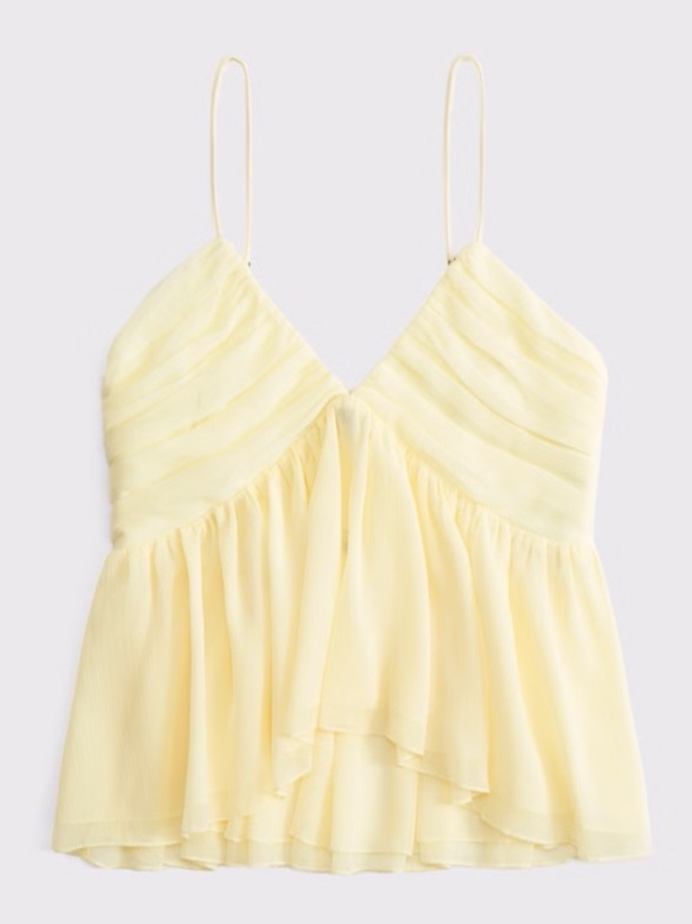 Abercrombie Butter Yellow V-Neck Ruched Cami